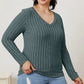 BASIC BAE FULL SIZE RIBBED V-NECK LONG SLEEVE T-SHIRT
