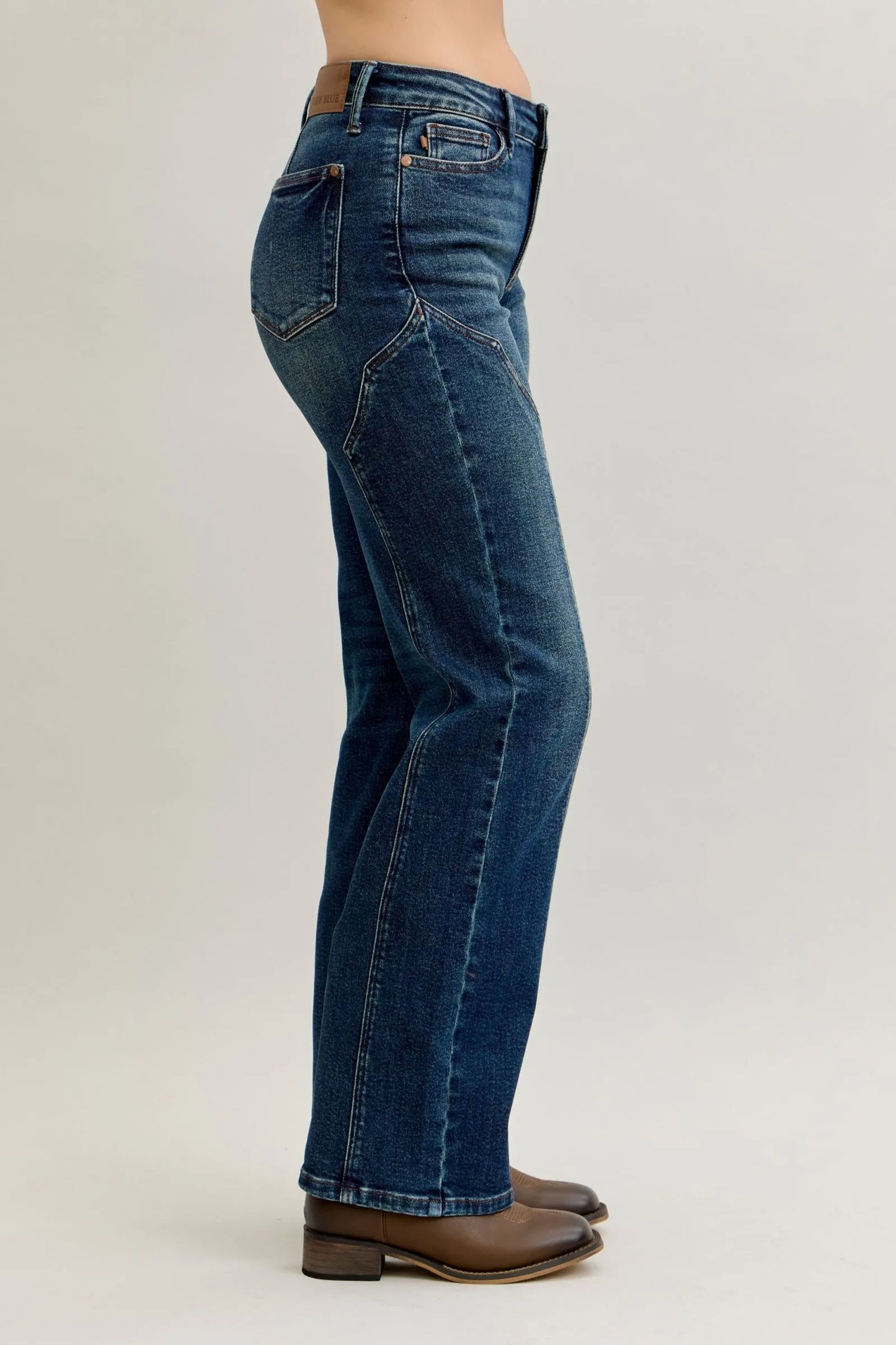 JUDY BLUE FULL SIZE SEAM DETAIL STRAIGHT LEG JEANS PLUS SIZE