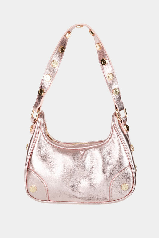 FAME STAR BUTTON TRIM HOBO HANDBAG