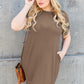 BASIC BAE FULL SIZE ROUND NECK SHORT SLEEVE DRESS WITH POCKETS