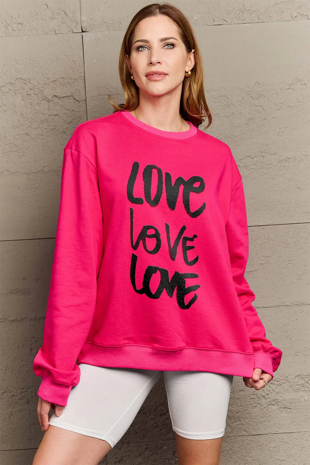 SIMPLY LOVE FULL SIZE LOVE ROUND NECK SWEATSHIRT