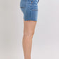 JUDY BLUE FULL SIZE MID RISE BERMUDAS DENIM SHORTS W/ BACK FLAP POCKETS PLUS SIZE