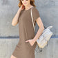BASIC BAE FULL SIZE ROUND NECK SHORT SLEEVE DRESS WITH POCKETS