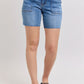 JUDY BLUE FULL SIZE MID RISE BERMUDAS DENIM SHORTS W/ BACK FLAP POCKETS PLUS SIZE