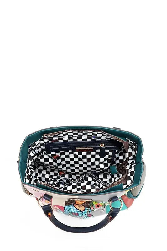 NICOLE LEE USA ECO-LEATHER HANDBAG WITH SIDE POCKETS