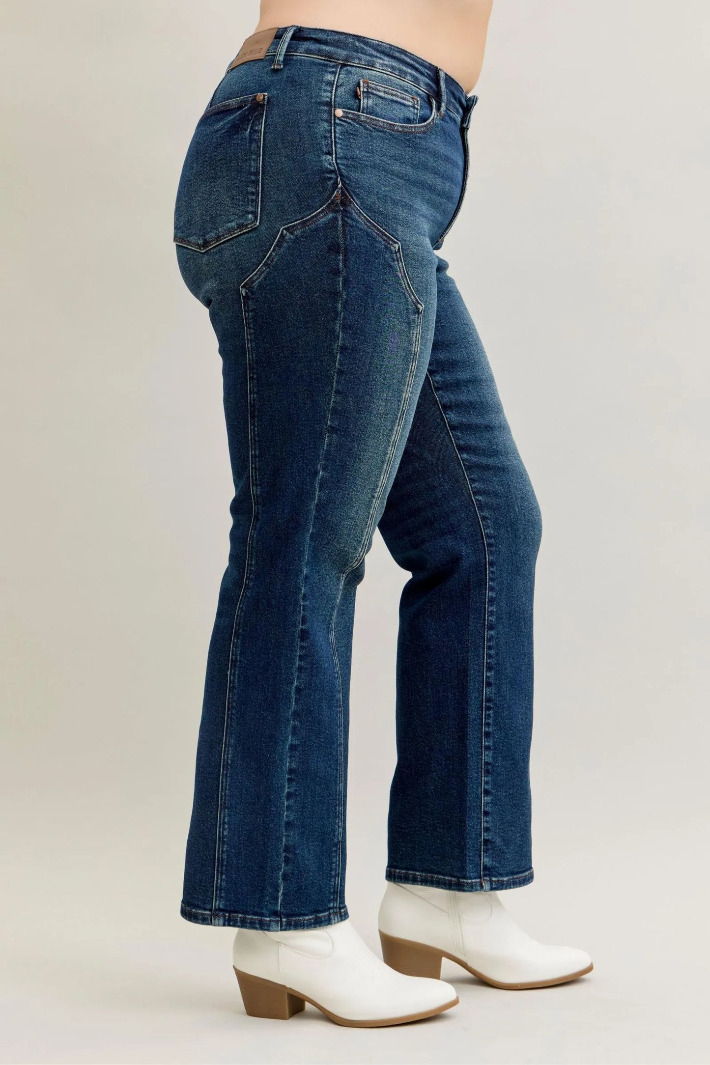 JUDY BLUE FULL SIZE SEAM DETAIL STRAIGHT LEG JEANS PLUS SIZE