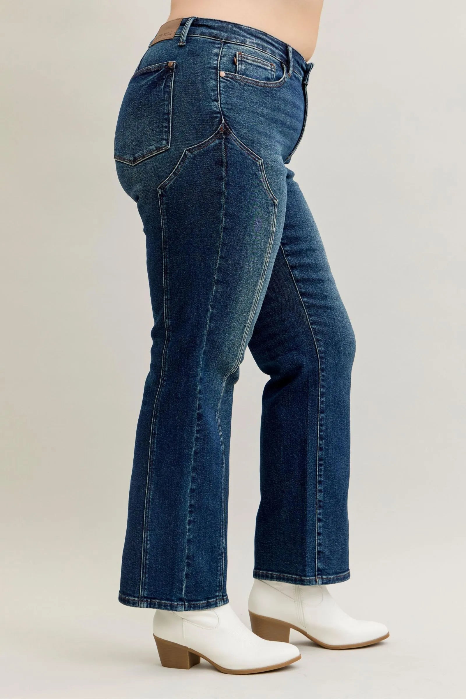 JUDY BLUE FULL SIZE SEAM DETAIL STRAIGHT LEG JEANS PLUS SIZE