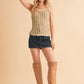 AEMI+CO DISTRESSED DETAIL ROUND NECK KNIT TANK