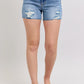 JUDY BLUE FULL SIZE HIGH WAIST DENIM SHORTS W/STITCH OVER DESTROY DETAIL PLUS SIZE