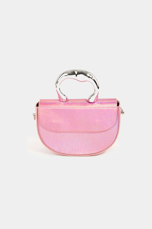 FAME GLOSSY SEMI CIRCLE TOP HANDLE BAG