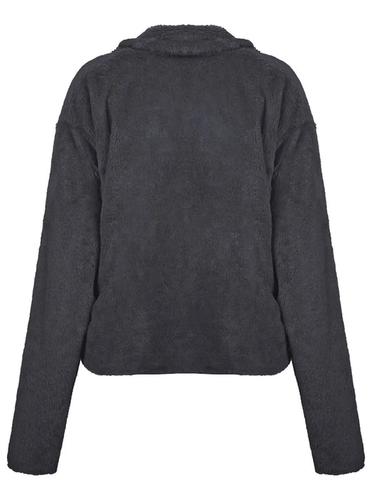 IVY LANE PLUSH OPEN FRONT DROPPED SHOULDER JACKET