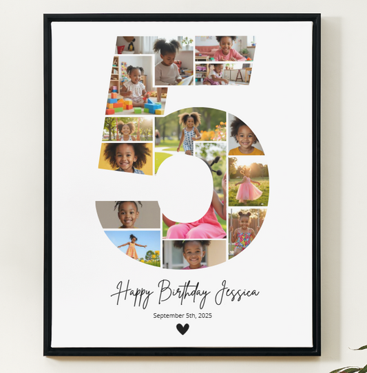 5th Birthday Photo Collage Canva Template – Editable Milestone Poster