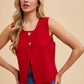 ANNIE WEAR METAL BUTTON DETAIL CROP SWEATER VEST
