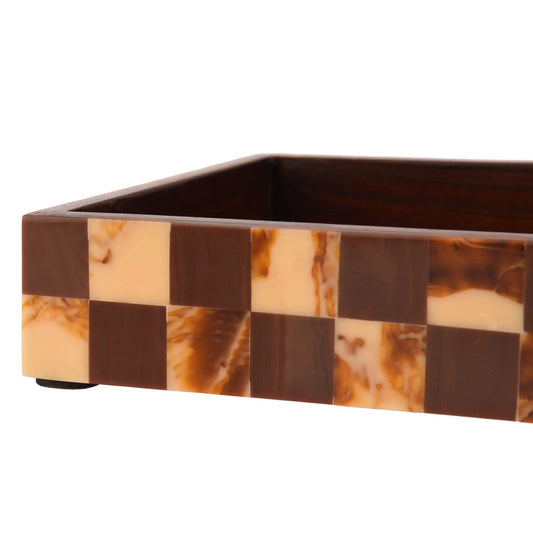 VANITY TRAYS PARLOUR GAMBIT PATTERN WOOD & RESIN INLAY COLLECTION IN 10X6