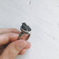 OVAL RAW METEORITE RING IN SILVER
