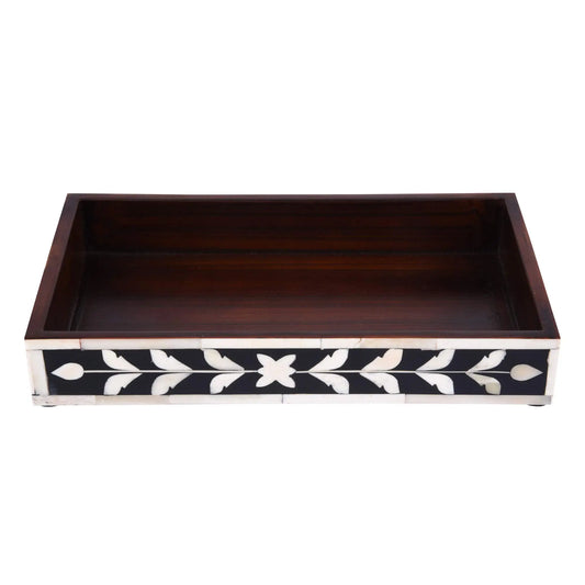 VANITY TRAYS PARLOUR WHIST PATTERN BONE & RESIN INLAY COLLECTION IN 10X6