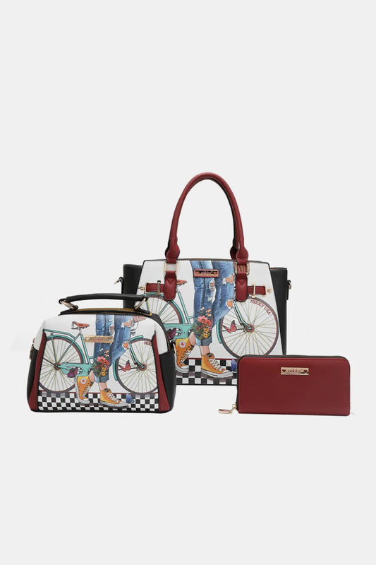 NICOLE LEE USA PRINTED 3-PIECE BAG SET