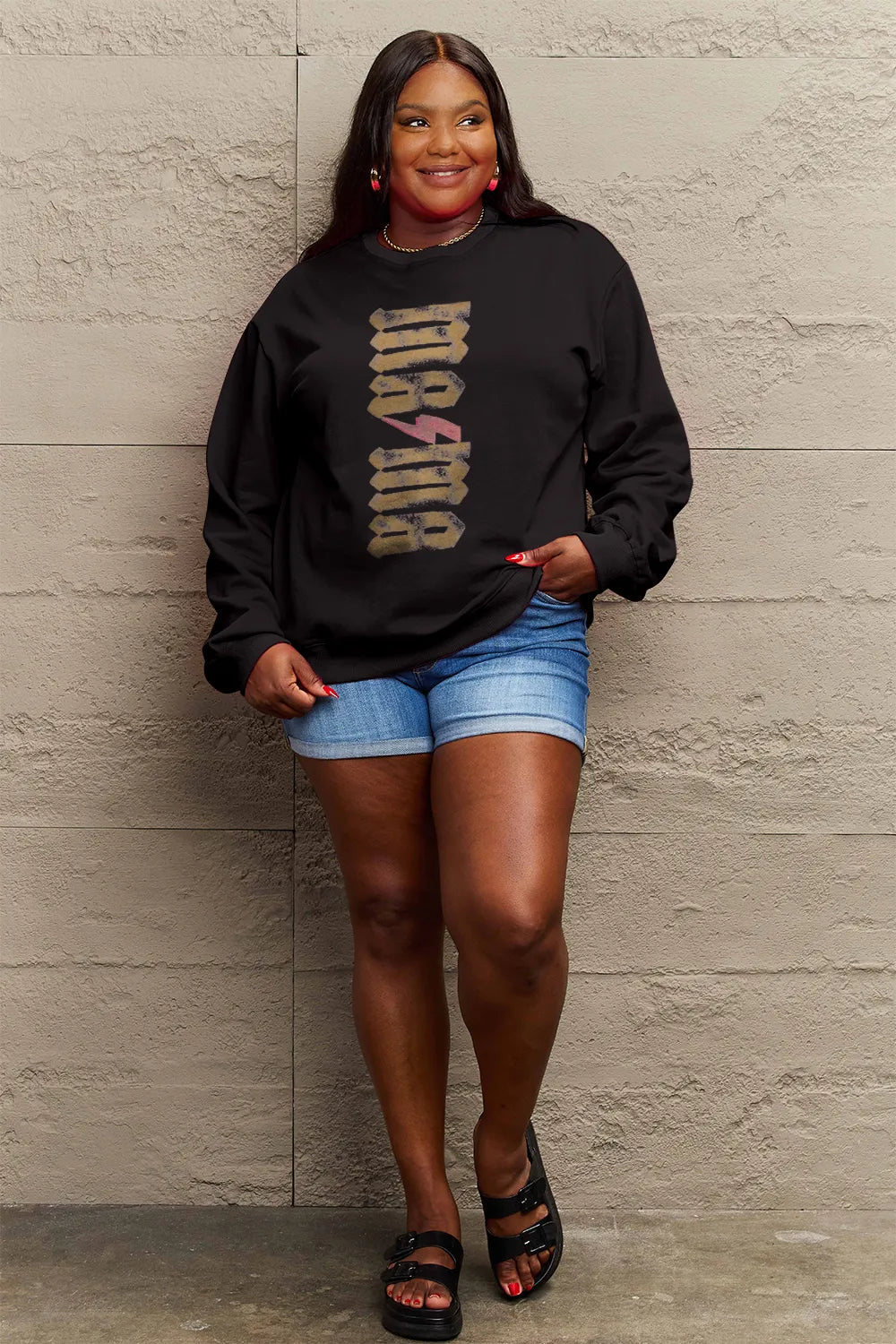 SIMPLY LOVE FULL SIZE MAMA ROUND NECK SWEATSHIRT