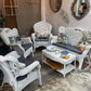 4 PIECE AUTHENTIC WHITE WICKER PATIO SET