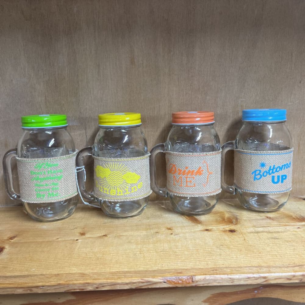 4 PC MASON JAR MUGS WITH LIDS
