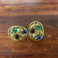 VINTAGE OVAL CABOCHON ART NOUVEAU BROACH WITH EARRINGS DEMI PARURE