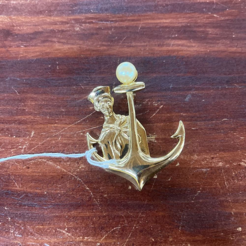 VINTAGE ANCHOR SAILOR BOY BROOCH MJENT