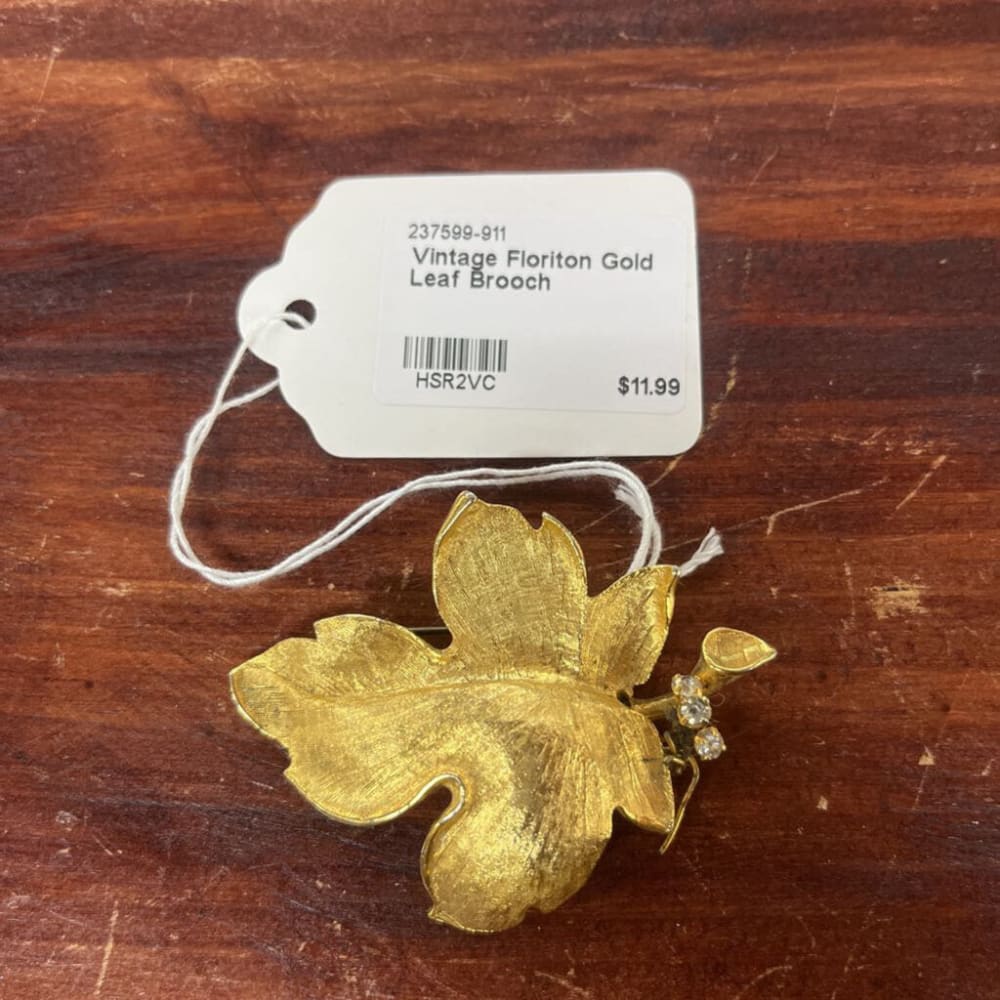 VINTAGE FLORITON GOLD LEAF BROOCH