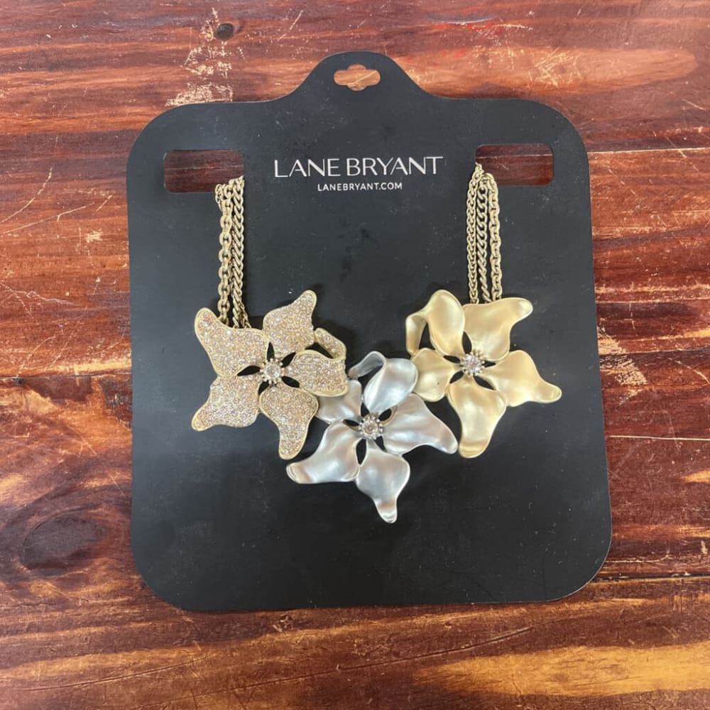 NEW LANE BRYANT GUNMETAL RHINESTONE NECKLACE