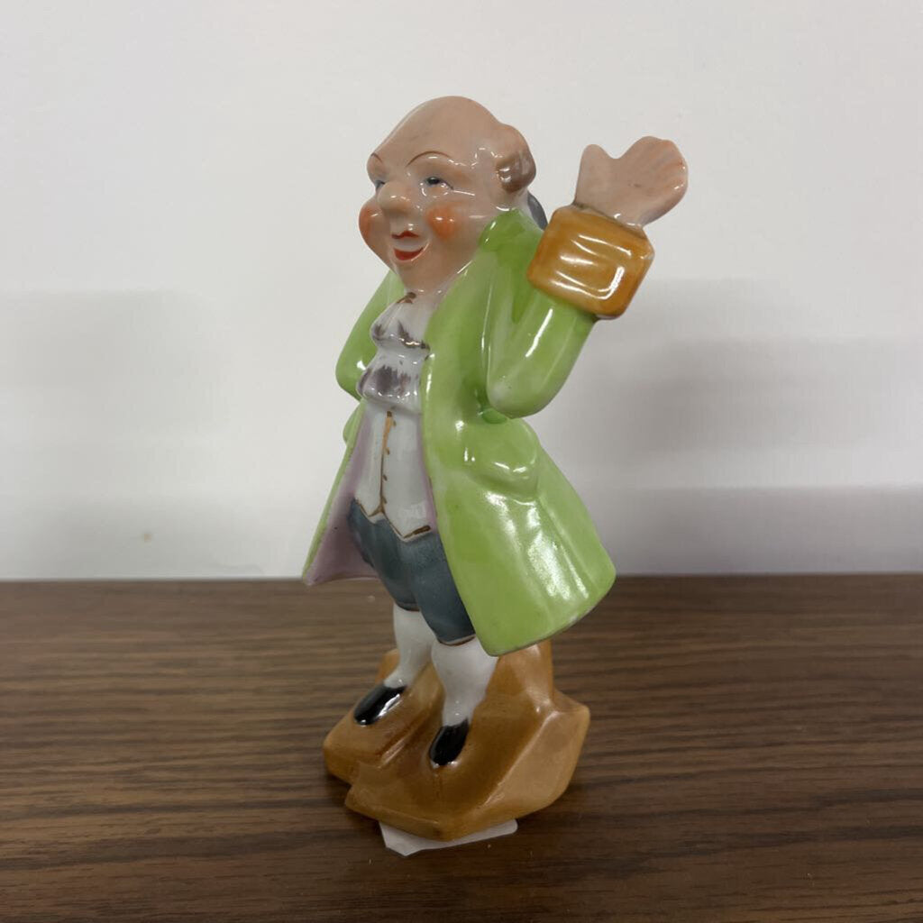 COLONIAL MAN WITH RAISED HAND IN A GREEN COAT- MADE IN JAPAN