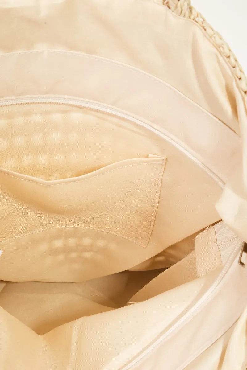 FAME STRAW BRAIDED BEACH TOTE BAG