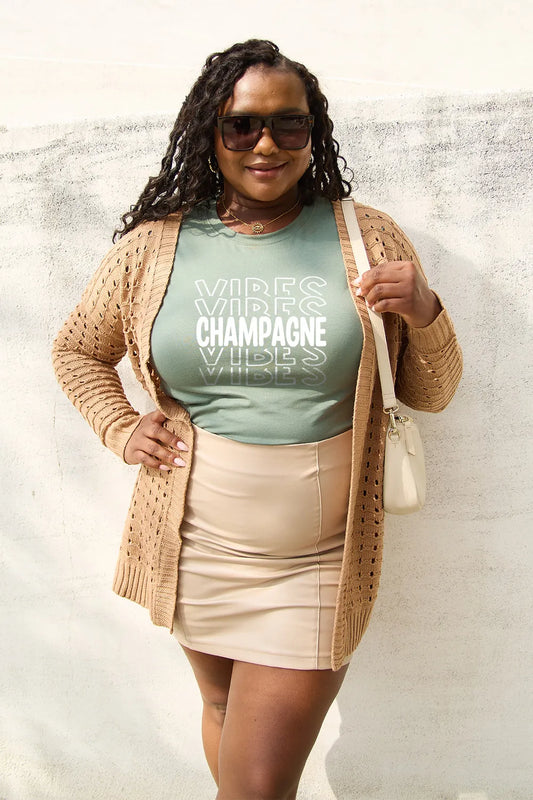 SIMPLY LOVE FULL SIZE CHAMPAGNE VIBES SHORT SLEEVE T-SHIRT