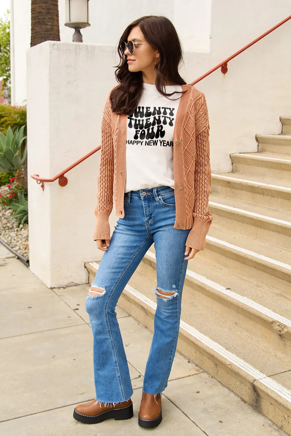 SIMPLY LOVE FULL SIZE TWENTY TWENTY FOUR HAPPY NEW YEAR SHORT SLEEVE T-SHIRT