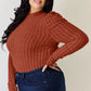 BASIC BAE FULL SIZE RIBBED MOCK NECK PUFF SLEEVE T-SHIRT