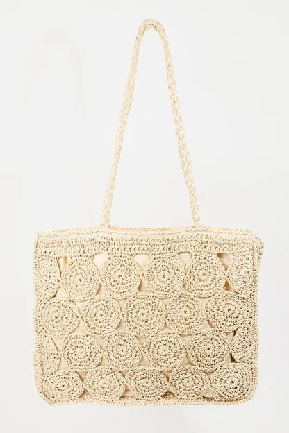FAME SQUARE BRAIDED PATTERN TOTE BAG