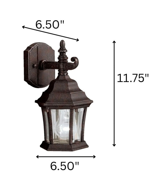 TOWNHOUSE 1-LIGHT 16"H OUTDOOR WALL LIGHT FIXTURE, TANNERY BRONZE FINISH BY KICHLER