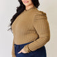 BASIC BAE FULL SIZE RIBBED MOCK NECK PUFF SLEEVE T-SHIRT