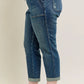 JUDY BLUE FULL SIZE HW VINTAGE WASH JEANS W/ DRAWSTRING PLUS SIZE