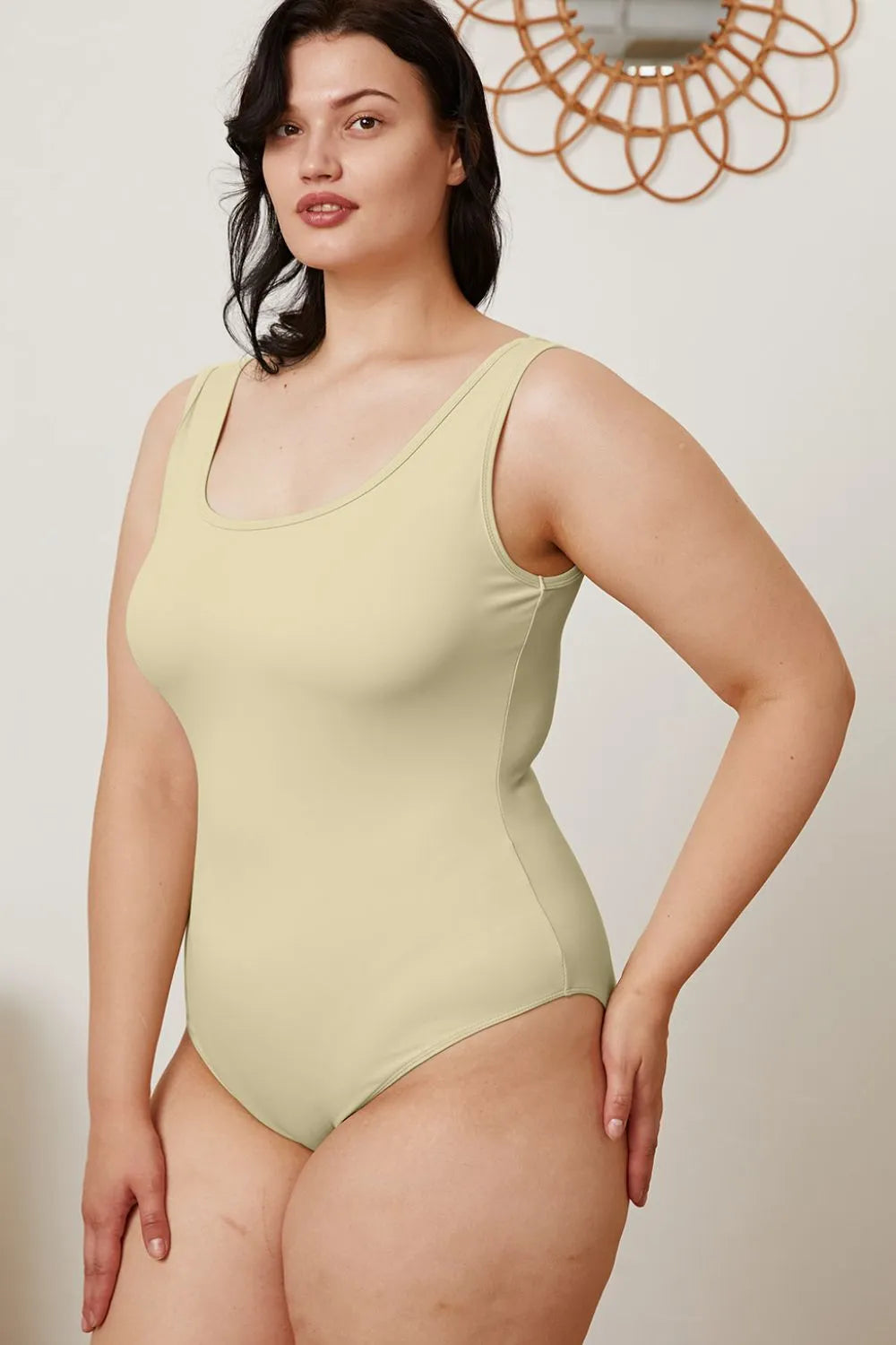 BASIC BAE FULL SIZE SQUARE NECK SLEEVELESS BODYSUIT