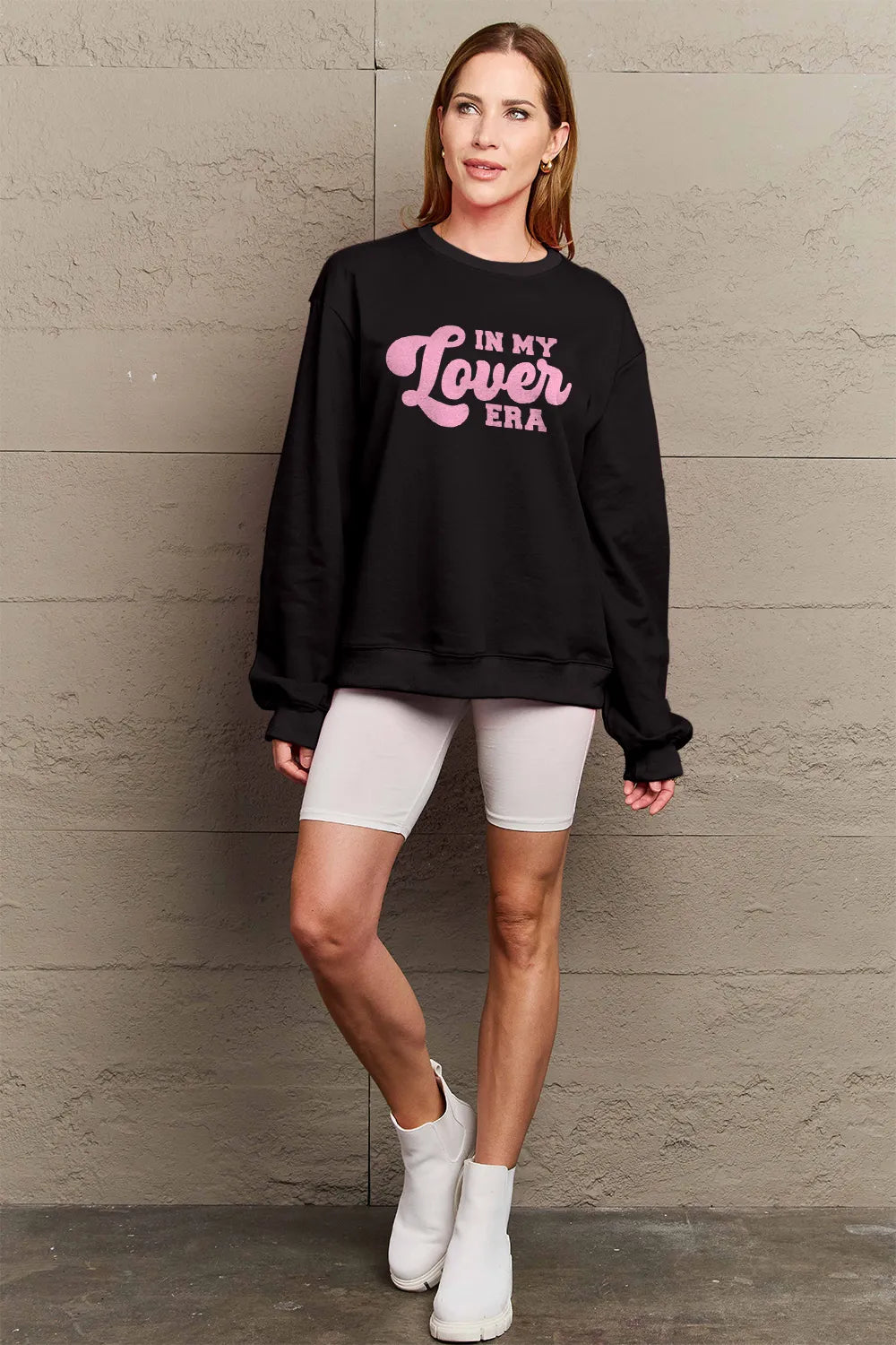 SIMPLY LOVE FULL SIZE IN MY LOVER ERA ROUND NECK SWEATSHIRT