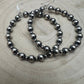 6mm and 3mm Sterling Silver Pearl Hoop Earrings - 2 inch drop