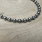 6mm and 3mm Sterling Silver Pearls choker necklace - 14 inch choker