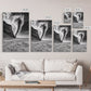 TORNADO BEACH SCENE, STORMY SKIES, BLACK AND WHITE DRAMA, NATURE PHOTOGRAPHY, FRAMED CANVAS PRINT, OFFICE WALL ART, MOODY MINIMALIST DECOR