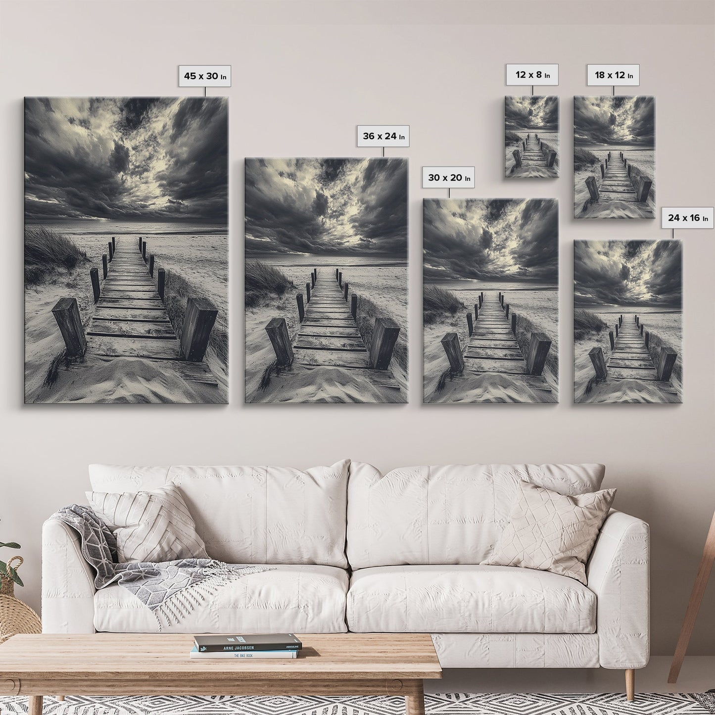 STORMY BEACH DOCK, DRAMATIC SKIES, COASTAL MOOD, FRAMED CANVAS PRINT, FALL WALL ART, ENTRYWAY DECOR, MOODY SEASCAPE, RUSTIC COASTAL HOME