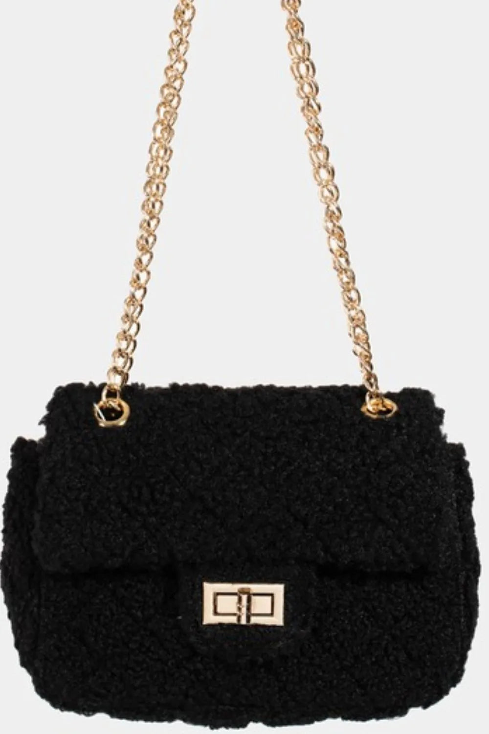 FAME FAUX FUR RECTANGLE CROSSBODY BAG