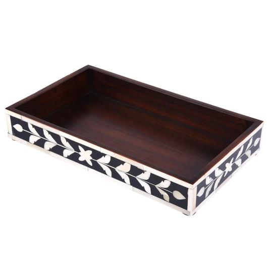 VANITY TRAYS PARLOUR WHIST PATTERN BONE & RESIN INLAY COLLECTION IN 10X6