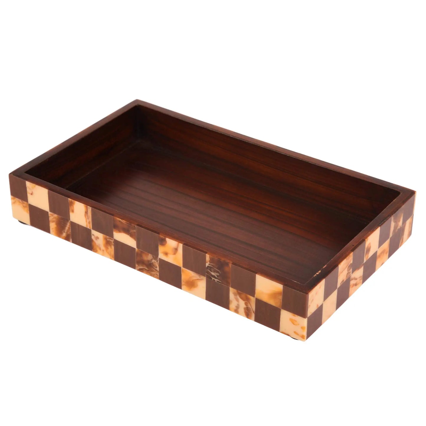 VANITY TRAYS PARLOUR GAMBIT PATTERN WOOD & RESIN INLAY COLLECTION IN 10X6