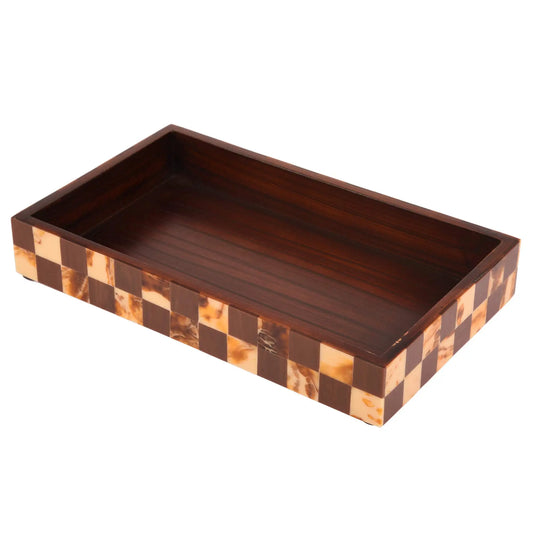 VANITY TRAYS PARLOUR GAMBIT PATTERN WOOD & RESIN INLAY COLLECTION IN 10X6