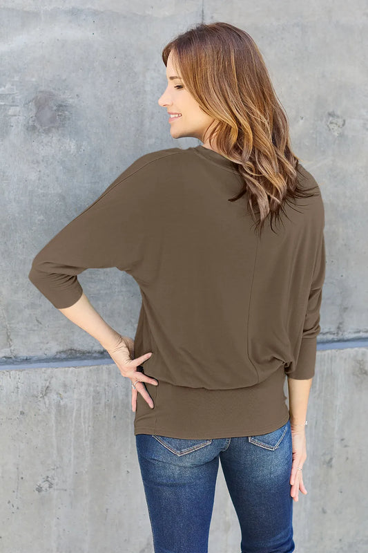 BASIC BAE FULL SIZE ROUND NECK BATWING SLEEVE TOP