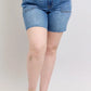 JUDY BLUE FULL SIZE MID RISE BERMUDAS DENIM SHORTS W/ BACK FLAP POCKETS PLUS SIZE