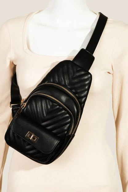 FAME FAUX LEATHER CUSHIONED SLING BAG